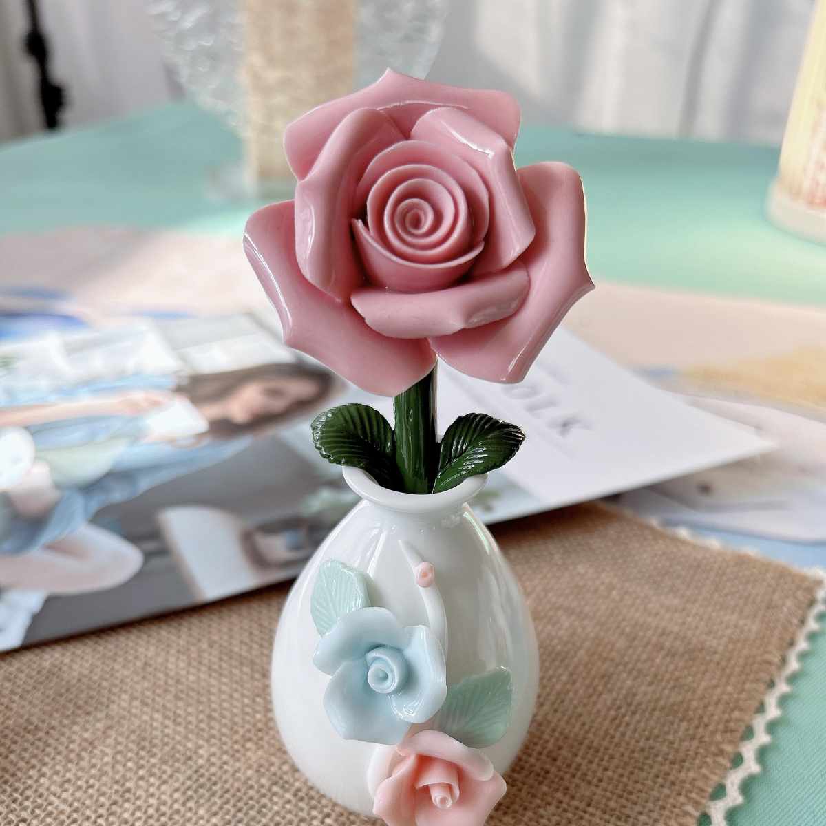手捏花陶瓷简约水培小花瓶创意迷你小清新花器装饰摆件客厅干花插