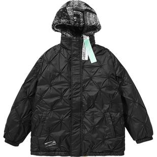 GENANX闪电潮牌连帽双层领棉衣腰果花提花羊羔绒拼接绣花棉服外套