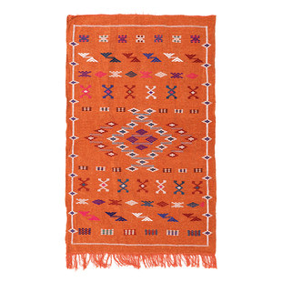 Roomology摩洛哥进口Hanbel平织棉纯手工编织地毯床边挂毯露营毯