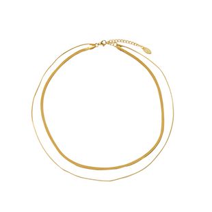 外贸y单铜镀金双层法式优雅蛇骨项链ins风艺术感复古颈链