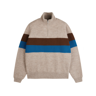 速写男装奥莱outlets秋冬折扣新品毛衫宽松撞色拉链立领舒适时尚