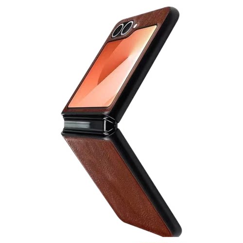 适用 三星zflip7手机壳新款高档复古皮质保护壳zflip6翻盖小折叠外壳商务简约zflip5男女轻奢w24flip全包防摔