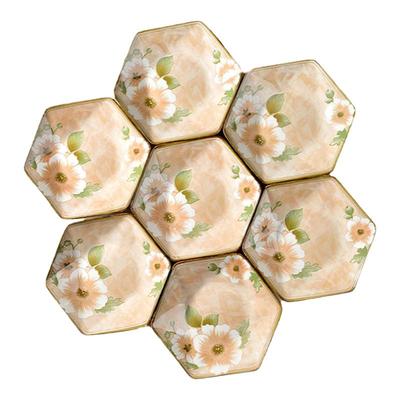 陶瓷圆桌六角盘子组合釉下彩