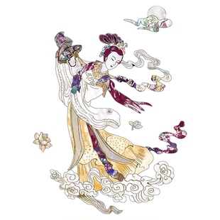 琵琶乐器仿贝壳螺钿贴花水移画家具贴纸水转印中式家具柜子装饰画