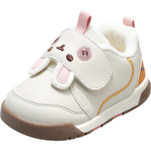 牧童童鞋步前鞋女宝宝冬季新款小兔软底学步婴儿鞋加绒保暖面包鞋