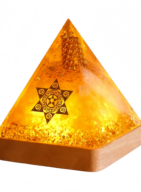 黄水晶碎石吸金能量金字塔摆件