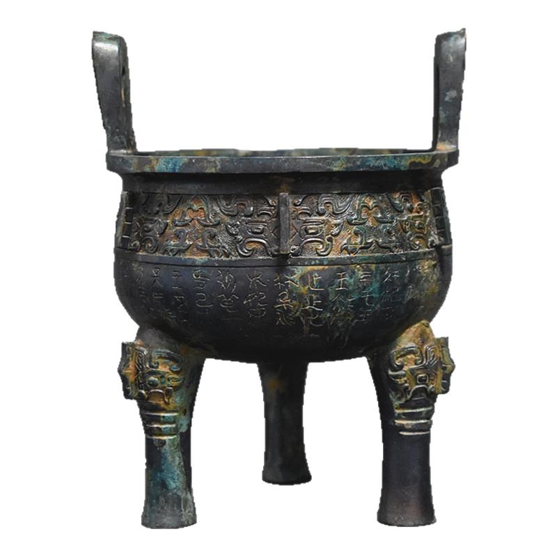 御如意仿古青铜器铭文圆鼎三足兽面圆鼎铜鼎开业庆典商务礼品摆件