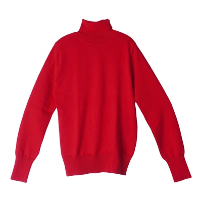 纯棉红色高领打底衫毛衣女