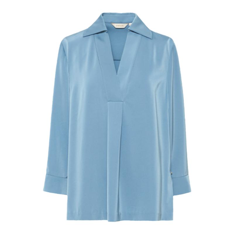 春夏海蓝长袖收腰百搭衬衫