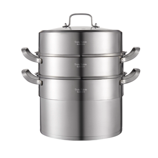 苏拉食光304不锈钢蒸锅家用大容量三层蒸笼蒸馒头电磁炉燃气专用