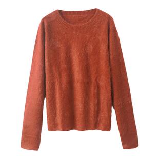 【限定色】重磅240G抗起球1OO%纯山羊绒拉绒毛衣女秋冬套头针织衫