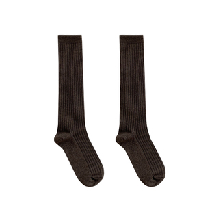 purple guys竖条双针长袜子女秋冬显瘦咖色棕色日系jk纯棉小腿袜
