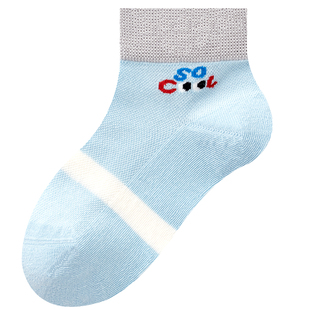 思品泰抗菌防臭儿童袜子夏季薄款男孩短筒袜网眼透气男童无骨运动