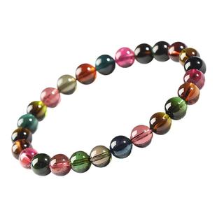 碧玺手串亲宝水晶老油料玻璃体碧玺手链巴西彩虹糖果单圈女饰品