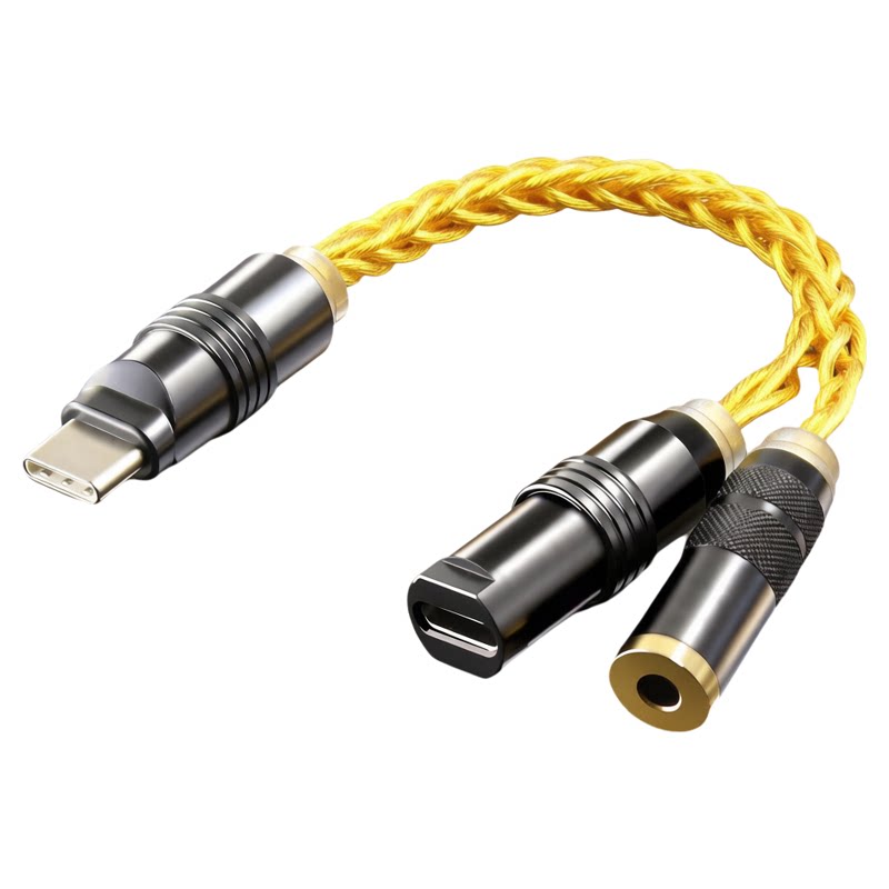 Type-C转3.5mm耳机数字转换线镀银音频线直播手机通用二合一快充