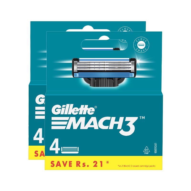 【自营】Gillette/吉列锋速3剃须刀头4刀片男士刮脸刮胡刀2件装