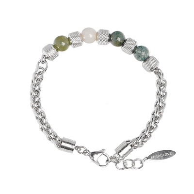 ROADLATIVE天然石珠拼接钛钢手链