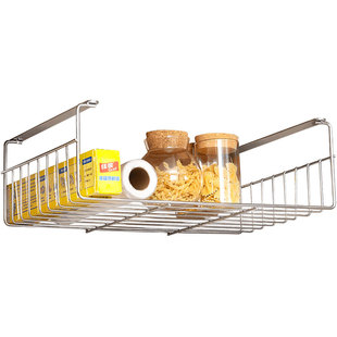 304不锈钢橱柜内置物架下挂架 吊柜下挂篮厨房隔板碗柜收纳分层架