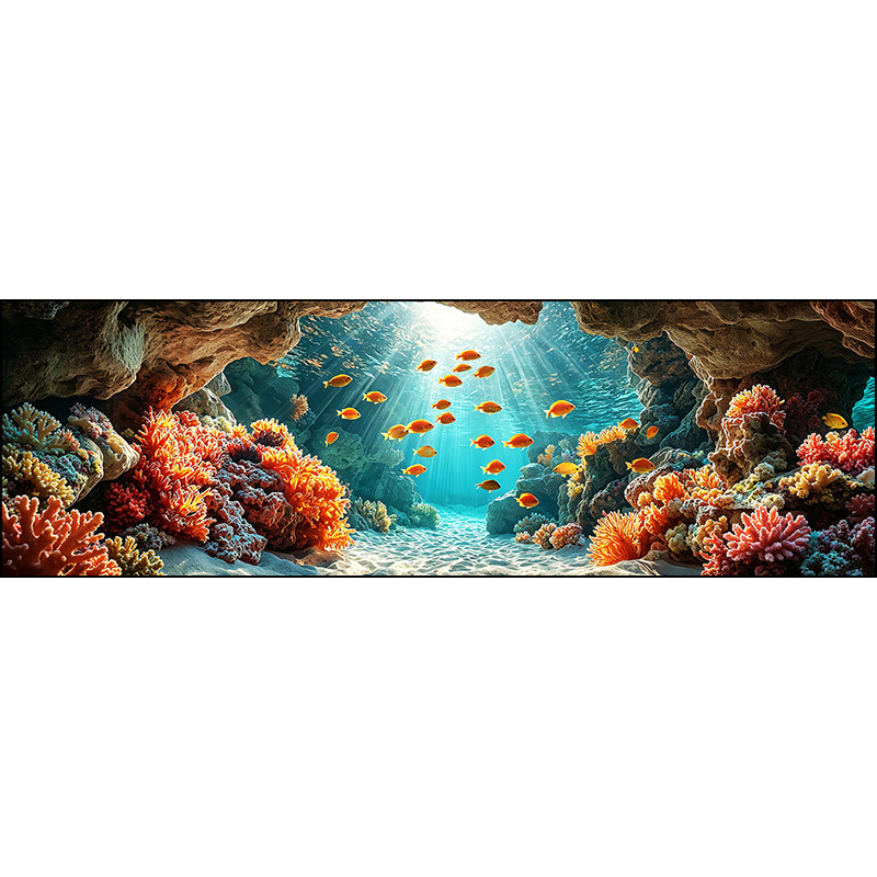 海底世界 客厅长横幅装饰画风景画沙发背景墙挂画现代墙画壁画