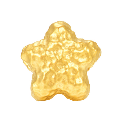 明牌珠宝硬金锤纹星星转运珠 黄金许愿星好运桃足金串珠AFP1406