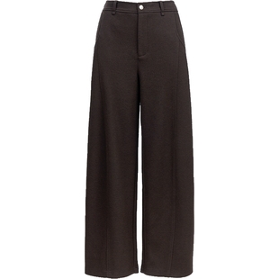 ONLY2025冬季新款裤线分割剪裁高腰绒感宽松垂坠阔腿裤休闲裤女