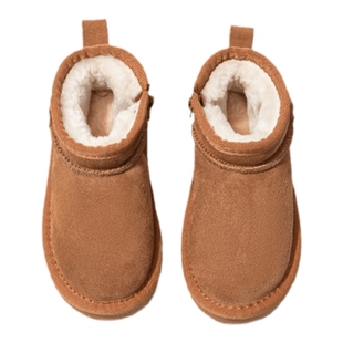 真皮儿童雪地靴女童大棉鞋2025冬季新款加绒加厚女宝男童靴子东北