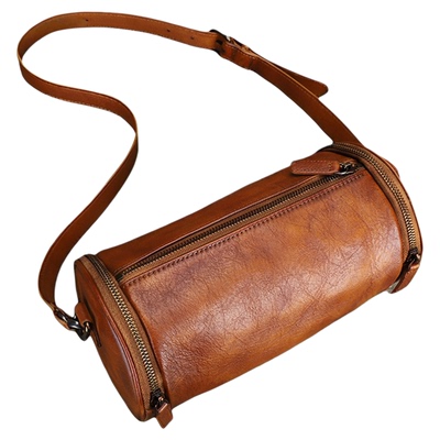 法缇斯手工牛皮包包女真皮圆筒包