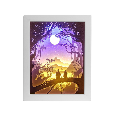 几禾实木纸雕灯diy3d七夕礼物