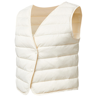 科里芙羽绒马甲女秋冬防水鸭绒轻盈保暖V领纽扣跑步运动背心外套