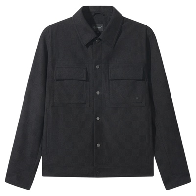 卡宾棋盘格提花翻领夹克男装外套