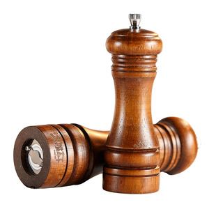 实木胡椒研磨器复古手动研磨罐黑胡椒粒研磨瓶海盐花椒粉木头现磨