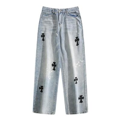 BOYUE帛跃十字架印花牛仔裤