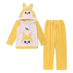 儿童睡衣可爱比卡丘冬季长毛绒连帽男女童宝宝秋冬天法兰绒家居服