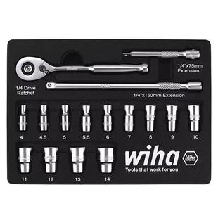 德国wiha威汉棘轮套筒扳手小飞1/4家用汽修套装工具进口多功能