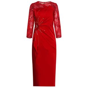 创意狐红色演出服礼服高端轻奢小众晚宴平时可穿宴会主持人连衣裙