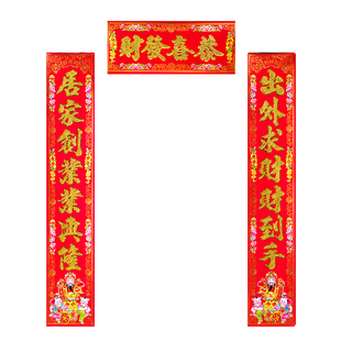对联2025年新款彩金植绒春联新年家用入户大门喜联顺风湾过年门联