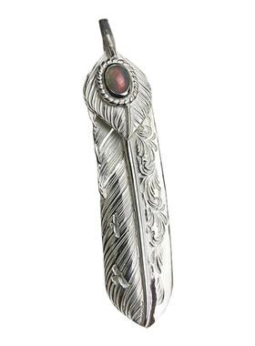 鹫见太郎上银欧珀唐草羽毛吊坠