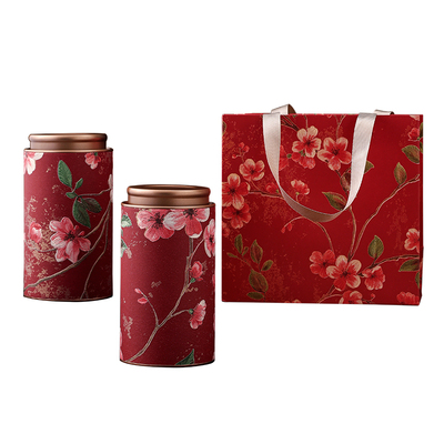 创意茶叶罐纸罐新中式繁花圆形密封茶叶罐空罐茶叶包装盒空盒定制