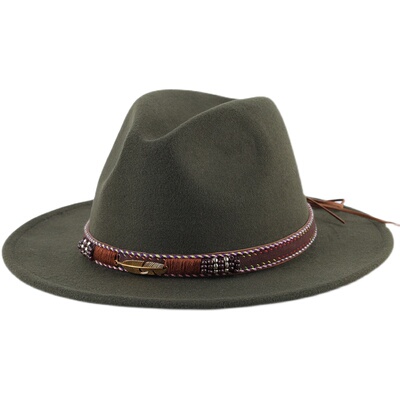 灰色英伦风毛呢欧美平沿帽