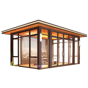 铝合金凉亭茶室户外庭院别墅花园玻璃阳光房庭院新中式茶亭定制