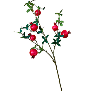 冬青红果发财果仿真花假花摆设柿子石榴果干花花束客厅装饰花摆件