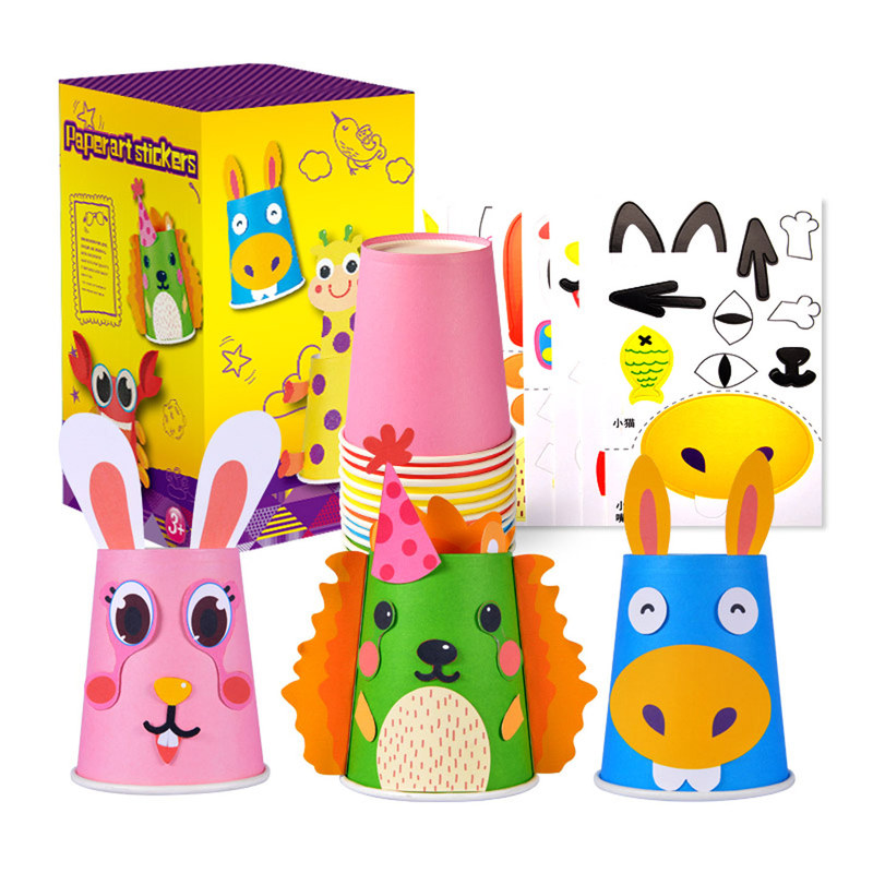 幼儿园儿童手工diy纸杯粘贴画小班中班美工区角自制材料包玩教具