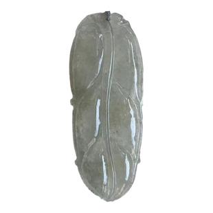 缅甸天然翡翠吊坠A货冰糯白色叶子挂件大业有成金枝玉叶叶子吊坠