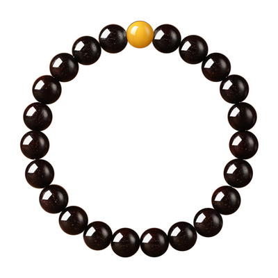 印度小叶紫檀蜜蜡转运佛珠手链