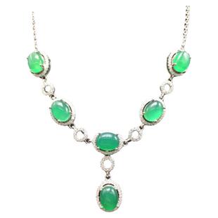 轻奢百搭套链空托镶嵌S925纯银项链女款项饰链牌椭圆形6*8mm