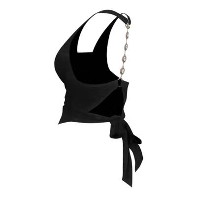 美式辣妹挂脖绑带设计性感吊带