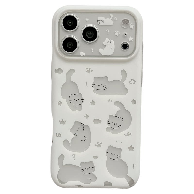 MoreRex奶萌可爱镂空星星猫咪适用苹果18手机壳iphone17promax新款18pro创意15全包防摔保护套14女款16超好看