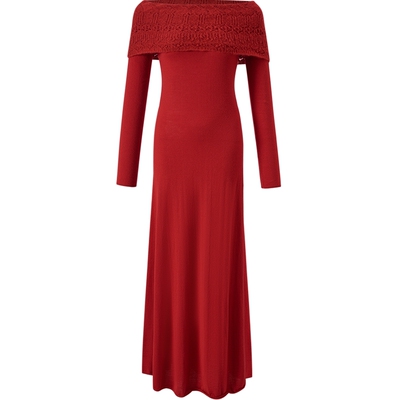 【真丝羊毛】JASON WU新款气质优雅修身一字肩连衣裙裙子