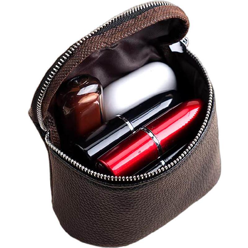 复古迷你真皮拉链便携化妆包