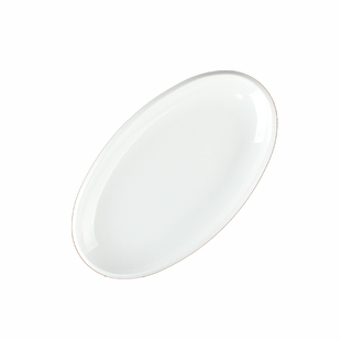 丰美高档A5料仿瓷盘子12寸鱼盘 白色椭圆形深菜盘塑料西餐盘P030